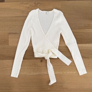 Wilfred White Ribbed Wrap Blouse